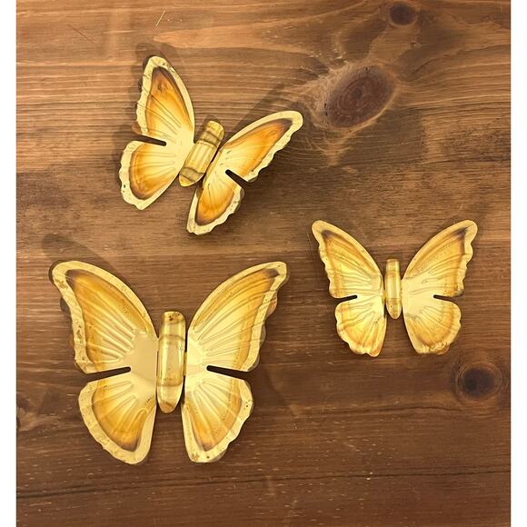 Vintage Copper Butterfly Wall Art Set of 3 – Boho MCM Metal Wall Decor - Picture 1 of 7
